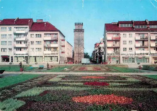 AK / Ansichtskarte Nysa Turm Platz Blumenwiese Kat. Neisse Oberschlesien