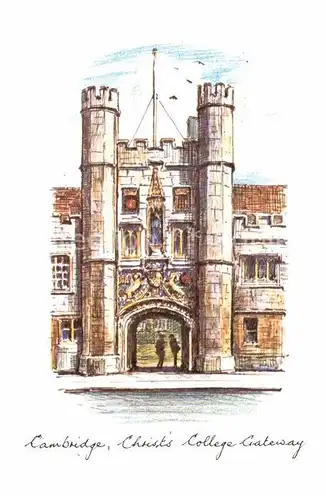 AK / Ansichtskarte Cambridge Cambridgeshire Christs College GatewayKuenstlerkarte