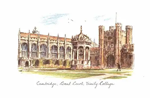 AK / Ansichtskarte Cambridge Cambridgeshire Great Court Trinity College Kuenstlerkarte
