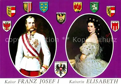 AK / Ansichtskarte Adel oesterreich Kaiser Franz Josef I. Kaiserin Elisabeth Wappen  Kat. Koenigshaeuser