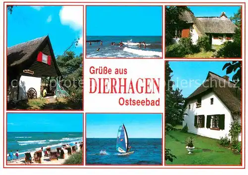 AK / Ansichtskarte Dierhagen Ostseebad Fischland Strand Friesenhaeuser Windsurfer Kat. Dierhagen Ostseebad