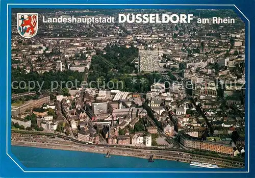 AK / Ansichtskarte Duesseldorf Landeshauptstadt am Rhein Fliegeraufnahme Kat. Duesseldorf
