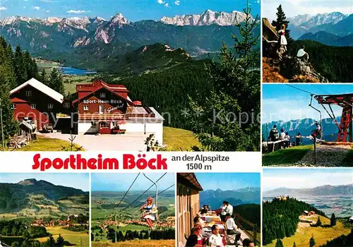 AK / Ansichtskarte Nesselwang Sportheim Boeck an der Alpspitze Bergbahn Alpenpanorama Kat. Nesselwang