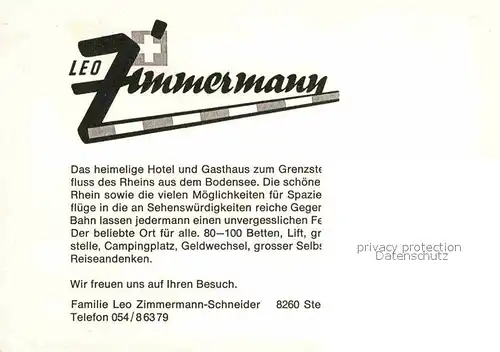 AK / Ansichtskarte Stein Rhein Hotel Gasthaus Leo Zimmermann Kat. Stein Rhein