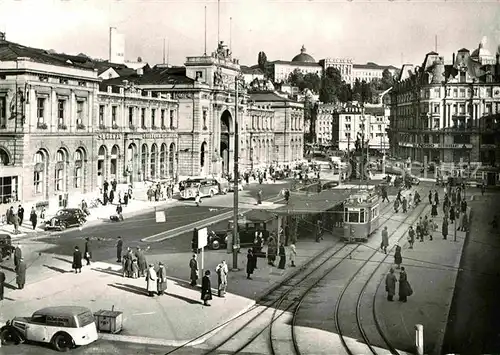 AK / Ansichtskarte Zuerich ZH Hauptbahnhof Strassenbahn