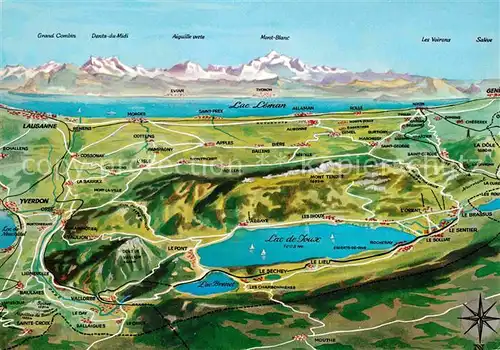 AK / Ansichtskarte Lac Leman Genfersee Landkarte  Kat. Genf
