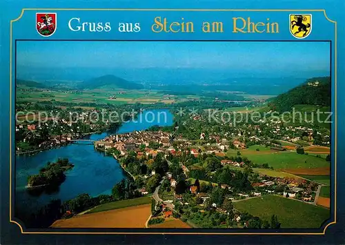 AK / Ansichtskarte Stein Rhein Fliegeraufnahme mit Insel Werd und Burg Hohenklingen Kat. Stein Rhein