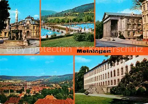 AK / Ansichtskarte Meiningen Thueringen Heinrichsbrunnen Platz der Republick Bad Theater Schloss Kat. Meiningen