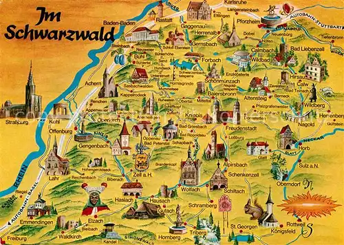 AK / Ansichtskarte Schwarzwald Landkarte Kat. Regionales