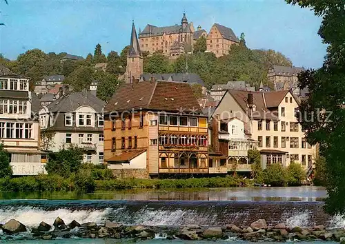 AK / Ansichtskarte Marburg Lahn Lahnpartie mit Schloss Kat. Marburg