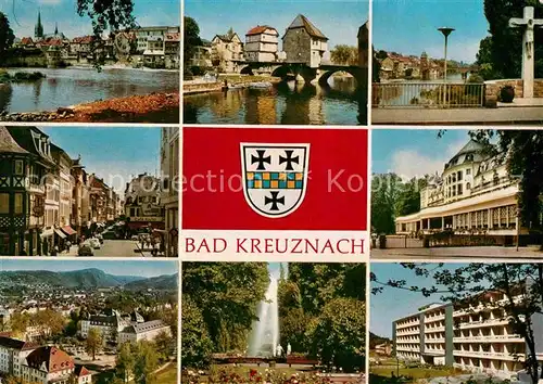 AK / Ansichtskarte Bad Kreuznach Nahepartien Bruecke Teilkansichten Panorama Fontaene Kurhaus Kat. Bad Kreuznach