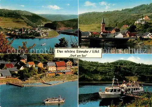 AK / Ansichtskarte Einruhr Dorf am See Panorama Fahrgastschiff Bootsanlegestelle Kat. Simmerath