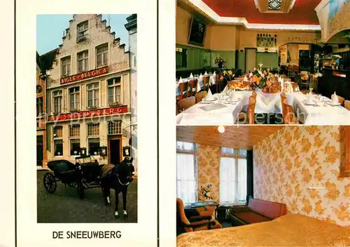 AK / Ansichtskarte Brugge Hotel Brasserie De Sneuwberg Speisesaal Zimmer Pferdekutsche Kat. 