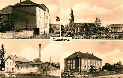 AK / Ansichtskarte Sonneborn Gotha Gebaeude Kirche Molkerei Landambulatorium Kat. Sonneborn Gotha