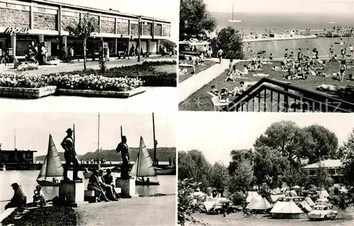 AK / Ansichtskarte Balatonfuered Einkaufslaeden Badestrand Hafen Denkmal Campingplatz Kat. Ungarn