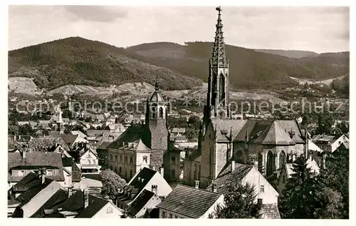 AK / Ansichtskarte Buehl Baden Ortsansicht mit Kirche Blick zum Schwarzwald Kat. Buehl