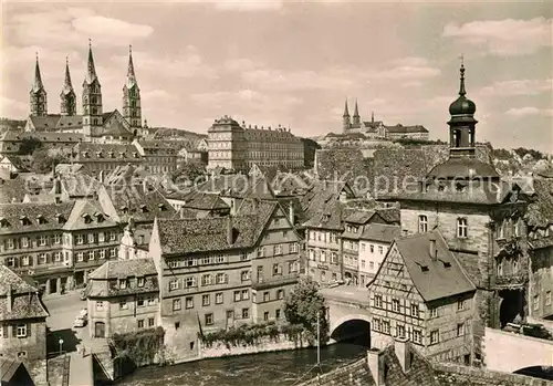 AK / Ansichtskarte Bamberg Stadtbild mit Kirchen und Schloss Kat. Bamberg