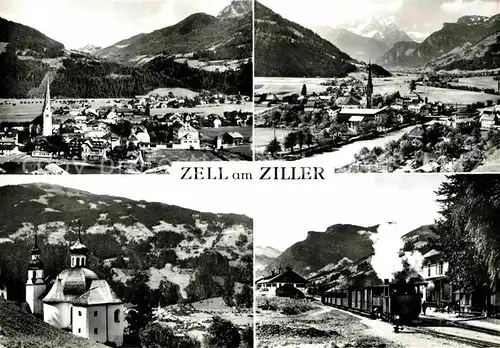 AK / Ansichtskarte Zell Ziller Tirol Gesamtansicht mit Alpenpanorama Kirche Eisenbahn Kat. Zell am Ziller