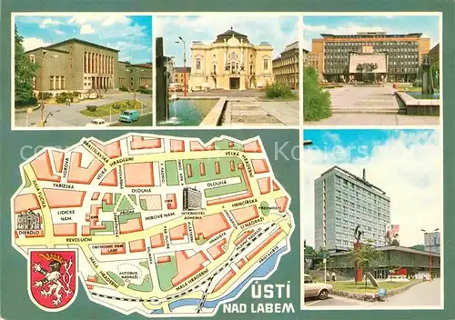 AK / Ansichtskarte Usti nad Labem Stadtplan Interhotel Bahnhof Kat. Usti nad Labem