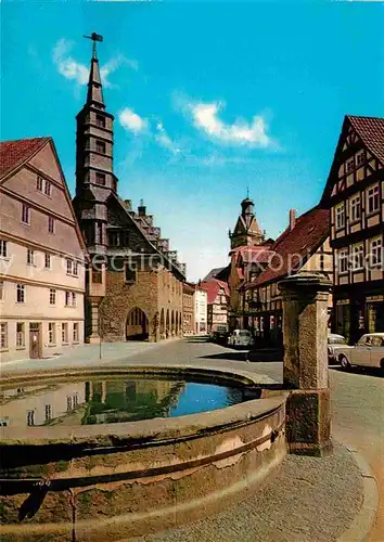 AK / Ansichtskarte Korbach Stechbahn mit Rathaus und St Kilianskirche Kat. Korbach