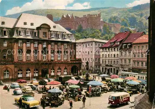 AK / Ansichtskarte Heidelberg Neckar Marktplatz mit Rathaus und Schloss Kat. Heidelberg