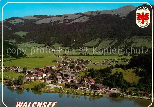 AK / Ansichtskarte Walchsee Tirol Fliegeraufnahme mit Kaisergebirge Kat. Walchsee
