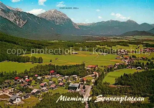 AK / Ansichtskarte Obsteig Tirol Fliegeraufnahme Mieminger Sonnenplateau mit Hohe Munde Kat. Obsteig