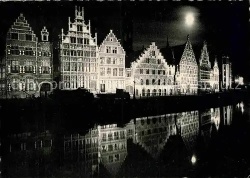AK / Ansichtskarte Gent Gand Flandre Verlichting van Graslei Nachtaufnahme Kat. 