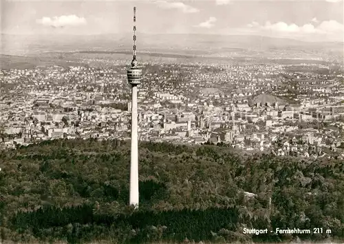 AK / Ansichtskarte Stuttgart Fernsehturm Blick ueber die Stadt Fliegeraufnahme Kat. Stuttgart