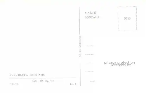 AK / Ansichtskarte Bucuresti Hotel Nord Kat. Rumaenien