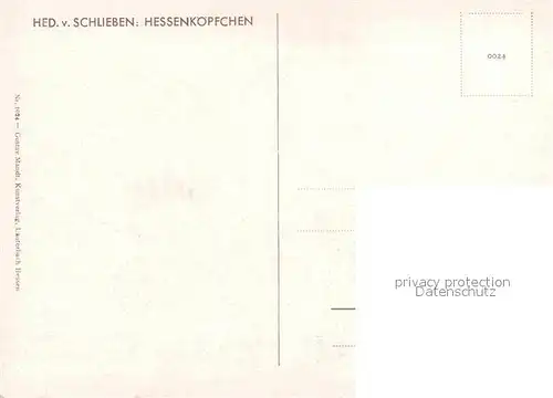 AK / Ansichtskarte Kuenstlerkarte Hed. v. Schlieben Hessenkoepfchen  Kat. Kuenstlerkarte