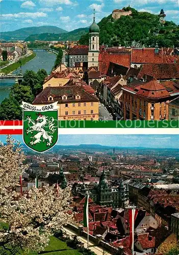 AK / Ansichtskarte Graz Steiermark Schlossberg mit Schoeckel Panorama Blick gegen Sueden Kat. Graz