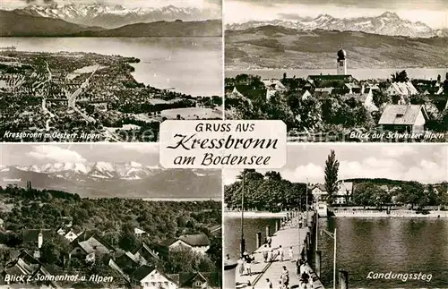AK / Ansichtskarte Kressbronn Bodensee Fliegeraufnahme Sonnenhof Alpen Landungssteg  Kat. Kressbronn am Bodensee