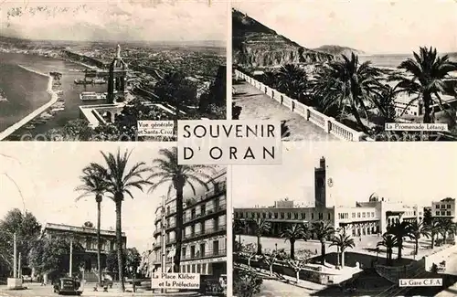 AK / Ansichtskarte Oran Algerie Gesamtansicht Promenade Platz Kleber Bahnhof Kat. Oran