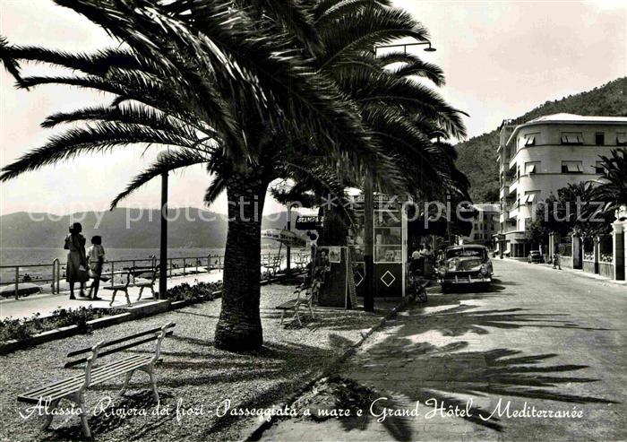 Ak Ansichtskarte Alassio Grand Hotel Mediterranee Passeggiata A Mare Kat