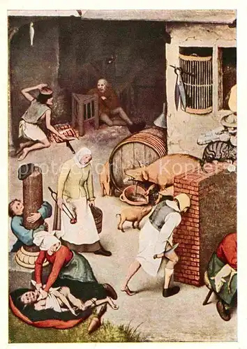 AK / Ansichtskarte Kuenstlerkarte P. Brueghel Sprichwoerter Nr. 50 Teufel Kissen  Kat. Kuenstlerkarte