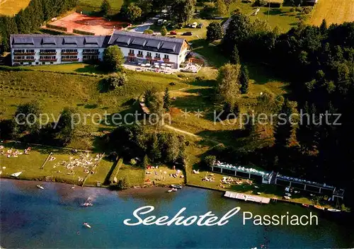 AK / Ansichtskarte Passriach Pressegger See Seehotel Passriach Fliegeraufnahme