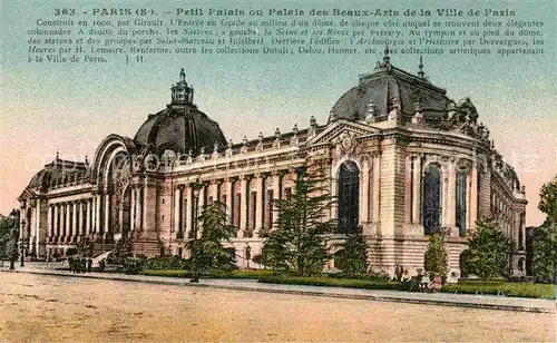 AK / Ansichtskarte Paris Petit Palais ou Palais des Beaux Arts Kat. Paris