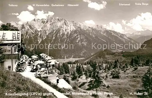 AK / Ansichtskarte Kranzberghaus gegen Karwendel Mittenwald und Tiroler Berge Huber Karte Nr 26 Kat. Schwaz