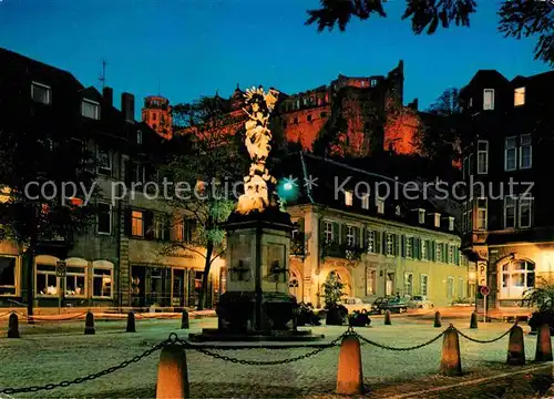AK / Ansichtskarte Heidelberg Neckar Kornmarkt Mariensaeule Nachtaufnahme Kat. Heidelberg