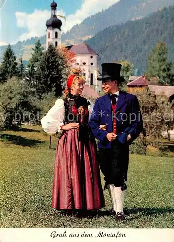AK / Ansichtskarte Montafon Mann und Frau in Tracht Kat. Silvretta Hochalpenstrasse