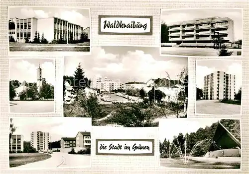 AK / Ansichtskarte Waldkraiburg Schule Hochhaus Brunnen Platz Kat. Waldkraiburg