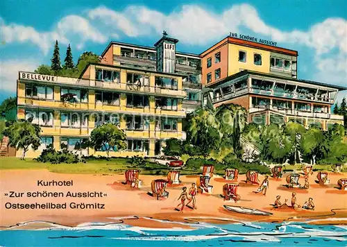 AK / Ansichtskarte Groemitz Ostseebad Kurhotel Zur schoenen Aussicht Illustration Kat. Groemitz