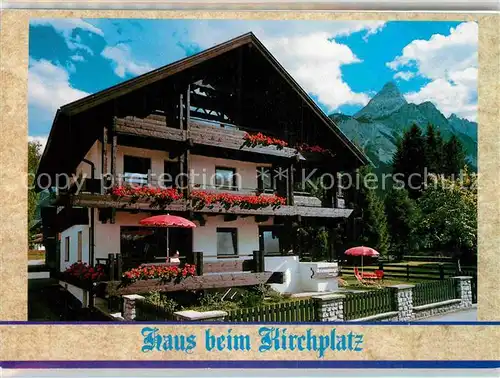 AK / Ansichtskarte Ehrwald Tirol Haus beim Kirchplatz Gaststube Zimmer Bar