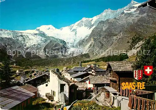 AK / Ansichtskarte Saas Fee mit Alphubel Taeschhorn Dom Feegletscher Kat. Saas Fee