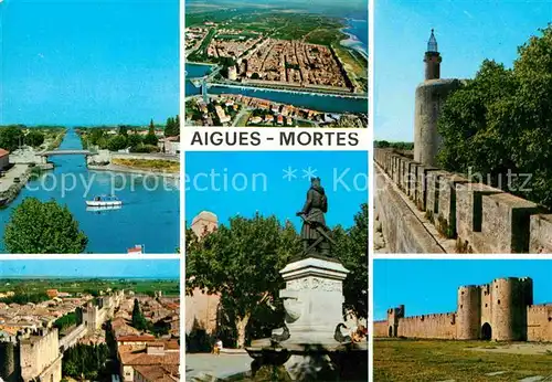 AK / Ansichtskarte Aigues Mortes Gard Flusspartie und Altstadt Kat. Aigues Mortes