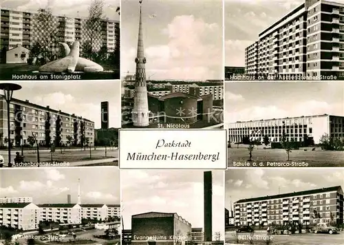 AK / Ansichtskarte Muenchen Hochhaus am Stanigplatz Aschenbrenner Strasse Sankt Nicolaus Kat. Muenchen