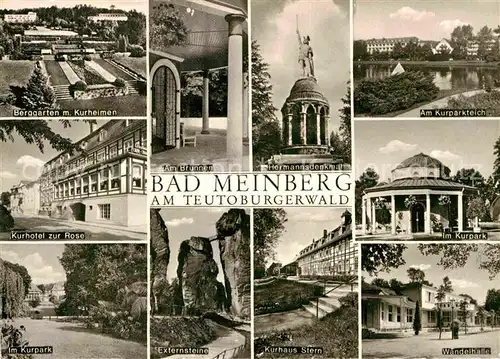 AK / Ansichtskarte Bad Meinberg Berggarten Kurheim Kurhotel Rose Kurpark Hermannsdenkmal Kat. Horn Bad Meinberg