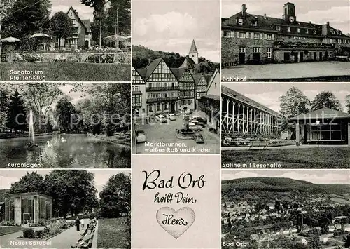 AK / Ansichtskarte Bad Orb Sanatorium Kuranlagen Neuer Sprudel Saline Lesehalle Bahnhof  Kat. Bad Orb