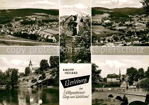 AK / Ansichtskarte Bad Berleburg Teilansichten Kneipp Heilbad Panorama Wittgensteiner Berg und Waldland Kat. Bad Berleburg